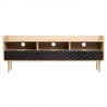 Meuble TV - Style chic - Panneaux de particules - Chene et motifs - L 140 x l 40 x H 50 cm - Avec 3 tiroirs et 3 étageres - LINE
