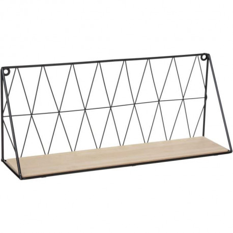 Etagere murale filaire en fer et MDF - Noir