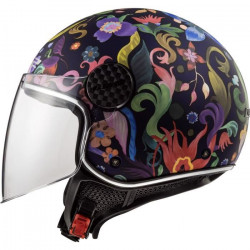 LS2 Casque moto jet Sphere Lux Bloom déco - Noir