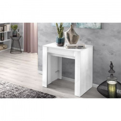 Table console 252cm extensible gain de place moderne salon salle a manger blanc Nancy