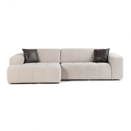 Canapé d'angle gauche 5 places - Tissu Gris - Contemporain - L 286 x P 129 x H 76 cm - FRANKLIN