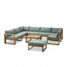 Salon de jardin en bois d'Acacia FSC avec coussins - 8 personnes - Levata - Vert-bleu