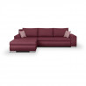 Canapé d'angle convertible réversible + coffre de rangement - Tissu Rouge - L 289 x P 94/188 x H 88 cm - INDIAN