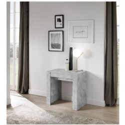 Table console moderne extensible 252cm peu encombrante pour salon et salle a manger gris béton Margaret