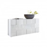 Buffet - Blanc laqué brillant - Style contemporain - 3 portes - MILANO - L181xP42xH84 cm