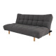 ELLA Banquette convertible clic-clac 3 places avec capitons - Tissu gris foncé et pieds en bois - L 196 x P 108,5 x H 88 cm