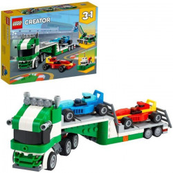 LEGO Creator 3-en-1 31113 Le transporteur de voitures de course, Jeu de construction incluant un camion, sa remorque et une grue