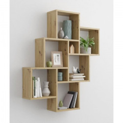 LAURIO 2 Etagere murale 6 compartiments - 81,5 x 94,5 x 16 cm - Panneau mélaminé - Décor Artisan chene