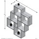 LAURIO 2 Etagere murale 6 compartiments - 81,5 x 94,5 x 16 cm - Panneau mélaminé - Décor Artisan chene