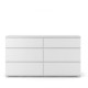 Commode 6 tiroirs - En panneaux de particules - Décor blanc - Style classique - L 153,4 x P 50 x H 83,70 cm
