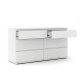 Commode 6 tiroirs - En panneaux de particules - Décor blanc - Style classique - L 153,4 x P 50 x H 83,70 cm