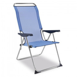 EREDU Fauteuil camping 5 Positions 850/Tx - Aluminium et PVC Tissé - Bleu et Gris