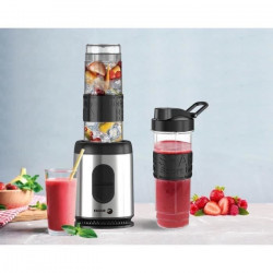 FAGOR FG2241 Blender Sport - 570 ml - 2 gourdes - 3 fiches de recettes inclus - 1 vitesse+ pulse - Corps en acier