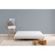 DEKO DREAM Rakenne Sommier tapissier a lattes 140 x 190 cm - Bois massif blanc + Pieds bois verni clair
