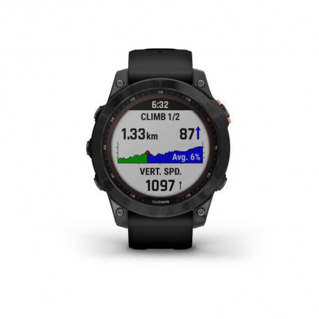 GARMIN Fenix 7 Solar - Montre GPS de sport connectée - Gray avec bracelet noir