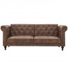 CESAR Canapé convertible Clic-Clac 3 places chesterfield en Microfibre vintage marron - L 217 x P 89 x H 86 cm