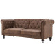 CESAR Canapé convertible Clic-Clac 3 places chesterfield en Microfibre vintage marron - L 217 x P 89 x H 86 cm