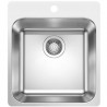 évier cuisine inox brossé 40x50cm, a encastrer ou a fleur, cuve bord plat sans égouttoir, BLANCO SUPRA 400-IF/A, vidage manu,…