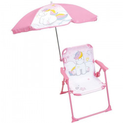 FUN HOUSE Licorne Chaise pliante camping avec parasol - H.38.5 xl.38.5 x P.37.5 cm + parasol ø 65 cm - Pour enfant