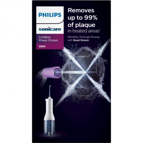 PHILIPS SONICARE HX3806/33 Hydropulseur Power Flosser sans fil + 2 canules + 1 étui de transport - Noir