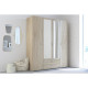 Armoire de chambre - Panneaux de particules - Chene Sonoma + miroir - 4 portes - Style contemporain - L 160 x P 51 x H 185 cm