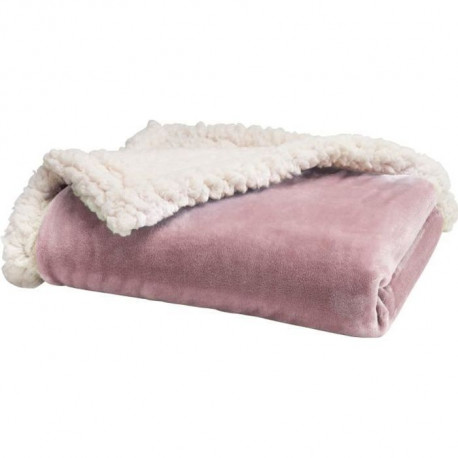 BABYCALIN Couverture bi- matiere Flanelle et Sherpa - Rose - 75 x 100 cm
