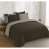 VISION - Bicolore - Housse de couette Réversible 260x240cm avec 2 taies 65x65cm - Taupe/blanc - 100% coton