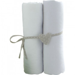 BABYCALIN Lot de 2 draps housse 70x140 cm Blanc/blanc