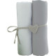 BABYCALIN 2 Draps Housse Bébé Blanc Gris 70 x 140 cm - Jersey - 130gr/m²