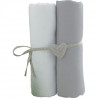 BABYCALIN 2 Draps Housse Bébé Blanc Gris 70 x 140 cm - Jersey - 130gr/m²