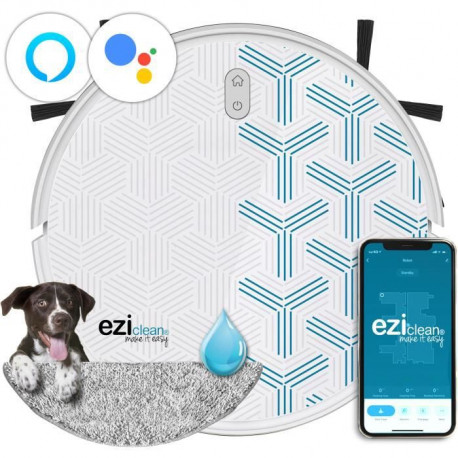 EZICOM - Aqua Xpert animal S250 - Robot aspirateur laveur connecté - Navigation Navig+ - 55dB - 120 min - 100 m² - 300 ml