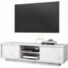 Meuble TV - Style chic - Marbre blanc - L 138 x P 44 x H 43 cm - 2 Portes - MARMO