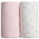 BABYCALIN Lot de 2 draps housse Jersey coton - Rose uni et impression etoile rose - 60 x 120 cm