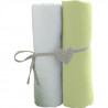 BABYCALIN 2 Draps Housse Bébé Blanc Vert 70 x 140 cm - Jersey - 130gr/m²