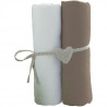 BABYCALIN 2 Draps Housse Bébé Blanc Taupe 70 x 140 cm - Jersey - 130gr/m²