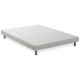 Sommier tapissier a lattes 160 x 200 - Bois massif blanc + pieds bois verni clair - DEKO DREAM Rakenne