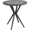 Table Mosaique de jardin - Gris anthracite, céramique noir, marbre jaune - Métal - D 70 cm - Démontable