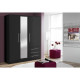 Armoire de chambre - Bois aggloméré - Noir - 3 portes - L 144,6 x P 60 x H 200 cm