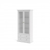 TVILUM Vitrine 2 portes vitrées et 2 tiroirs - Blanc - L 96,2 x P 41,6 x H 200,8 cm