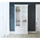 TVILUM Vitrine 2 portes vitrées et 2 tiroirs - Blanc - L 96,2 x P 41,6 x H 200,8 cm