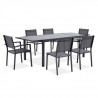 Ensemble repas de jardin en aluminium 6 a 8 personnes - Table extensible 180-240 cm + 6 chaises assise textilene - Gris