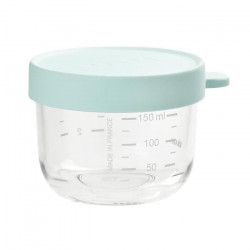 BEABA Portion Conservation Repas Bébé/Verre Extra Résistant, Made in France, 150 ml light blue