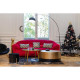 Canapé droit 3 places fixe - Tissu Rouge - L 222 x P 104 x H 82 cm - VICTORIA