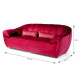 Canapé droit 3 places fixe - Tissu Rouge - L 222 x P 104 x H 82 cm - VICTORIA