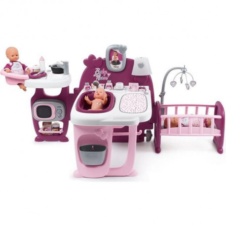 SMOBY - Baby Nurse Grande Maison des Bébés - 3 espaces de Jeux - 23 Accessoires