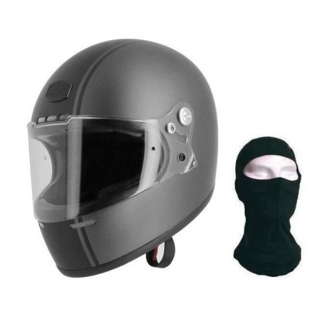 ASTONE GT Retro Stripes Casque Intégral + cagoule - Noir et gris