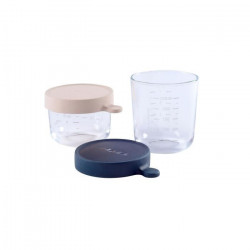 BEABA Coffret 2 portions verre 150ml pink, 250ml dark blue