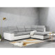Canapé d'angle convertible droit - Tissu et simili Gris et blanc - L 259 x P 213 x H 90 cm - SILVA