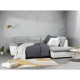 Canapé d'angle convertible droit - Tissu et simili Gris et blanc - L 259 x P 213 x H 90 cm - SILVA