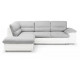 Canapé d'angle convertible gauche - Tissu et simili Gris et blanc - L 259 x P 213 x H 90 cm - SILVA